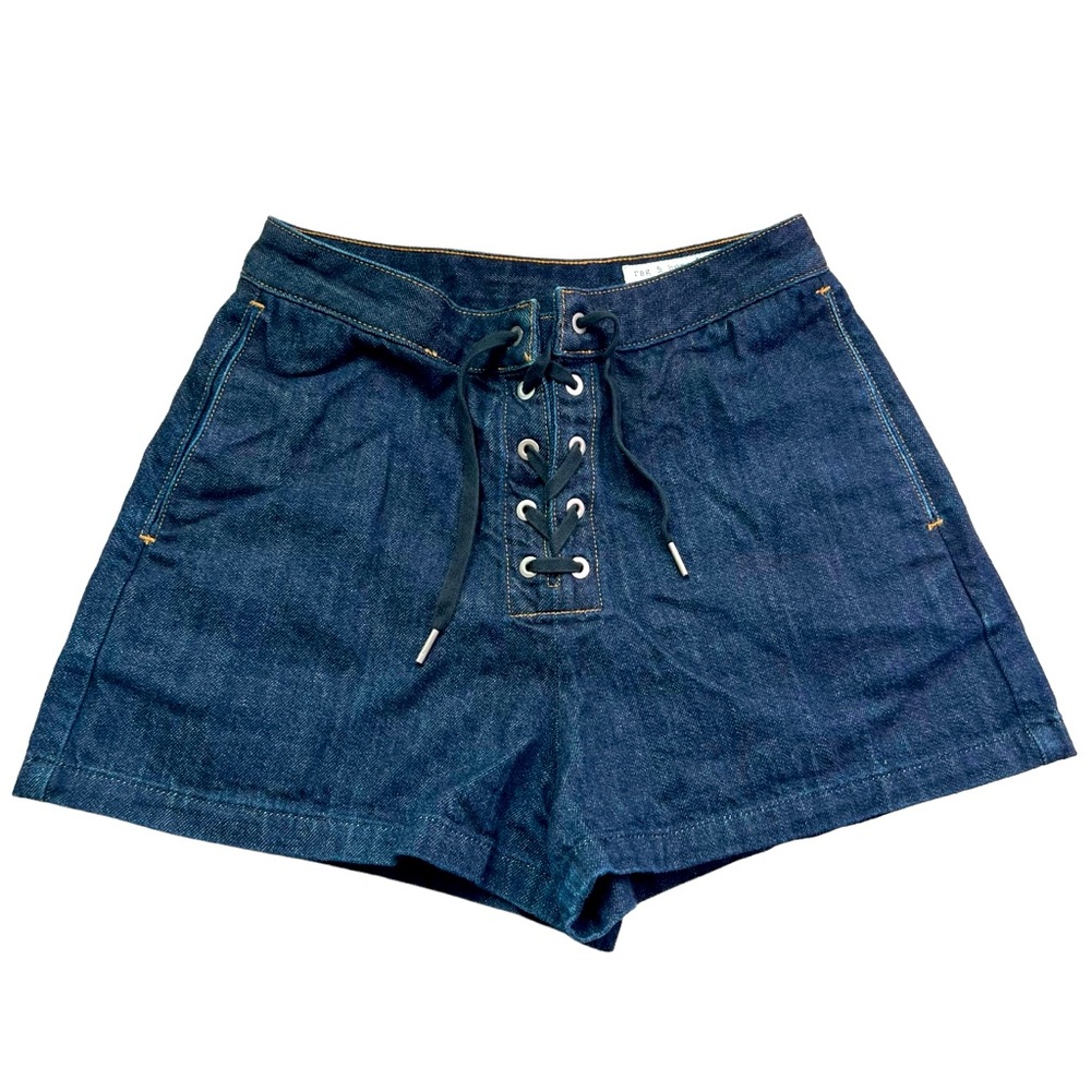 Rag & Bone Resin 27 High Rise Lace Front Trouser Denim Jean Shorts